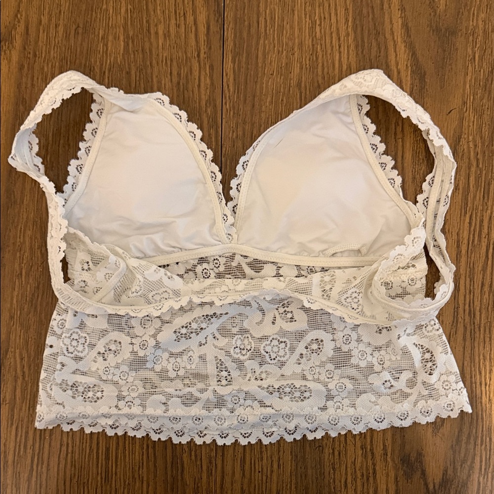 Aerie White Show Off Lace Padded Plunge Tank Top - Picture 4 of 5